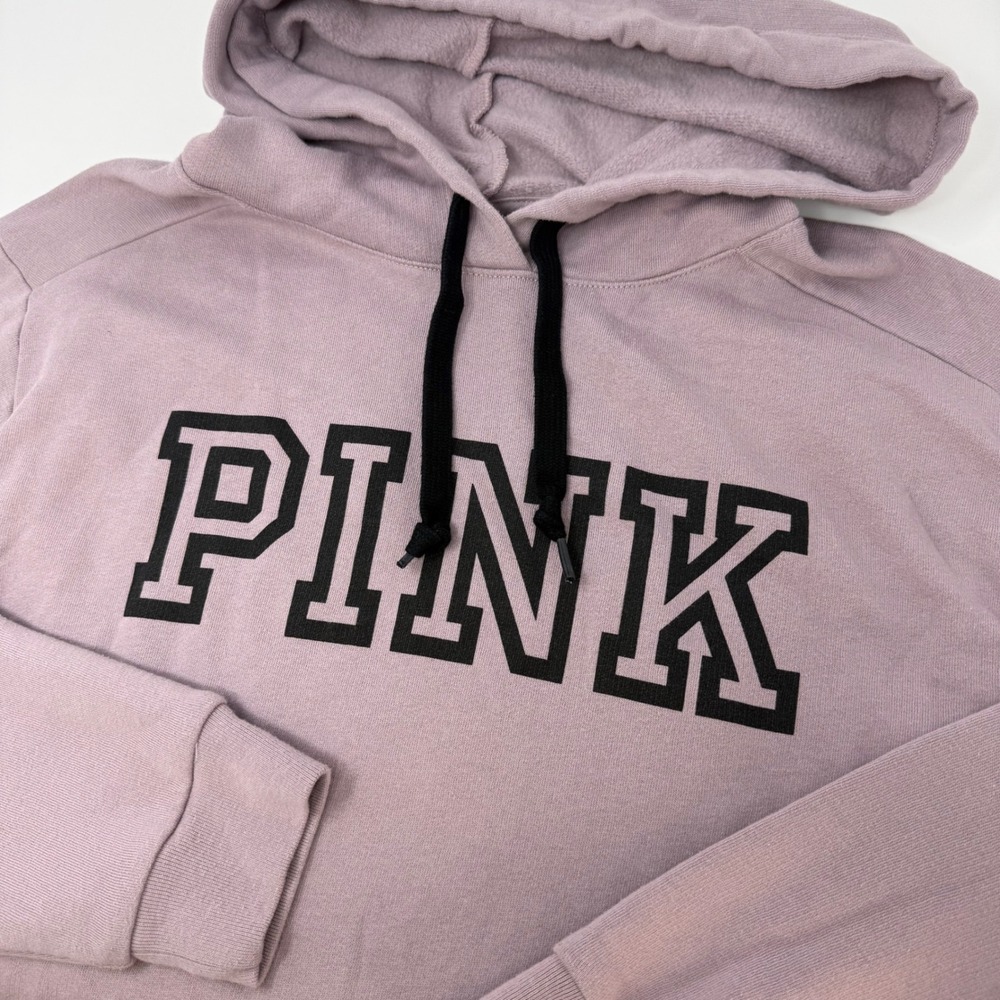 PINK Victoria's Secret Mauve Lavender Logo Pullover Hoodie Sweatshirt Small